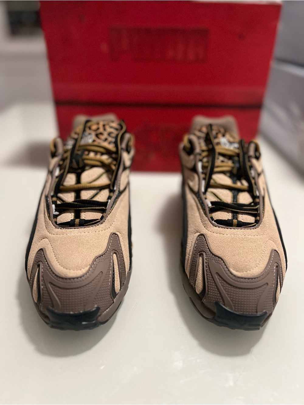 Puma ROCKY INHALE LBeige and Brown Suede Women's Layered Sneakers 8